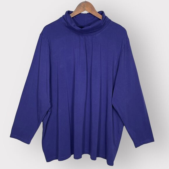 Catherines Suprema Collection Shirt Women 3X Blue‎ Turtleneck Long Sleeve F61 - Picture 1 of 12